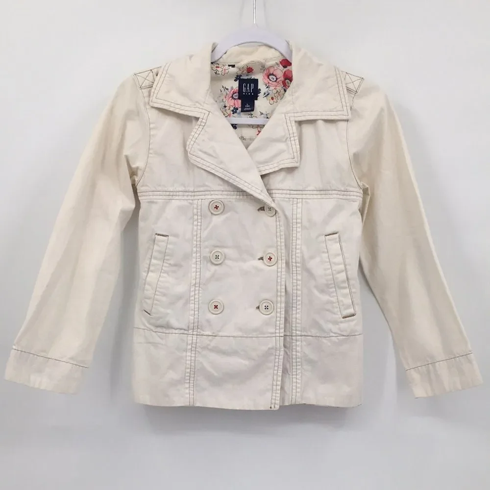 GAP Cream Double-Breasted Short Pea Coat